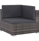 VidaXL 6-delige Loungeset met kussens poly rattan grijs