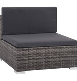VidaXL 6-delige Loungeset met kussens poly rattan grijs