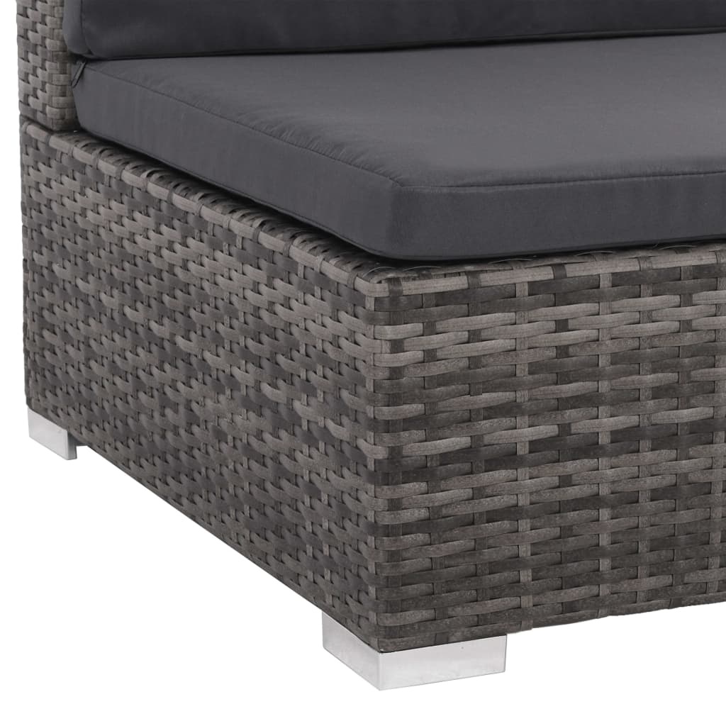 VidaXL 6-delige Loungeset met kussens poly rattan grijs
