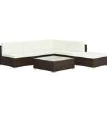 VidaXL 6-delige Loungeset met kussens poly rattan bruin