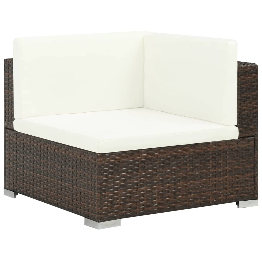 VidaXL 6-delige Loungeset met kussens poly rattan bruin