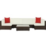 VidaXL 7-delige Loungeset met kussens poly rattan bruin