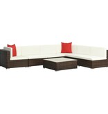 VidaXL 7-delige Loungeset met kussens poly rattan bruin