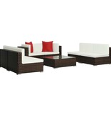 VidaXL 7-delige Loungeset met kussens poly rattan bruin