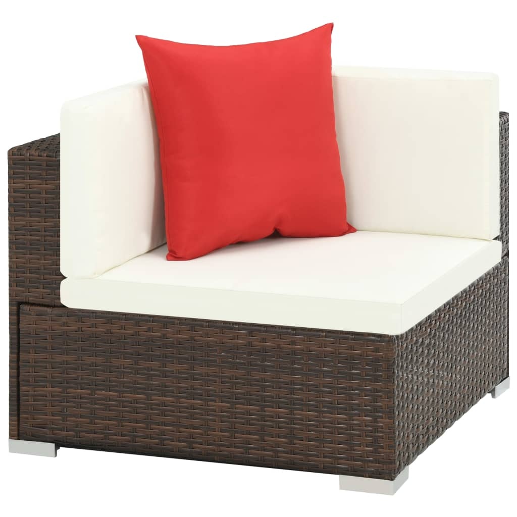 VidaXL 7-delige Loungeset met kussens poly rattan bruin