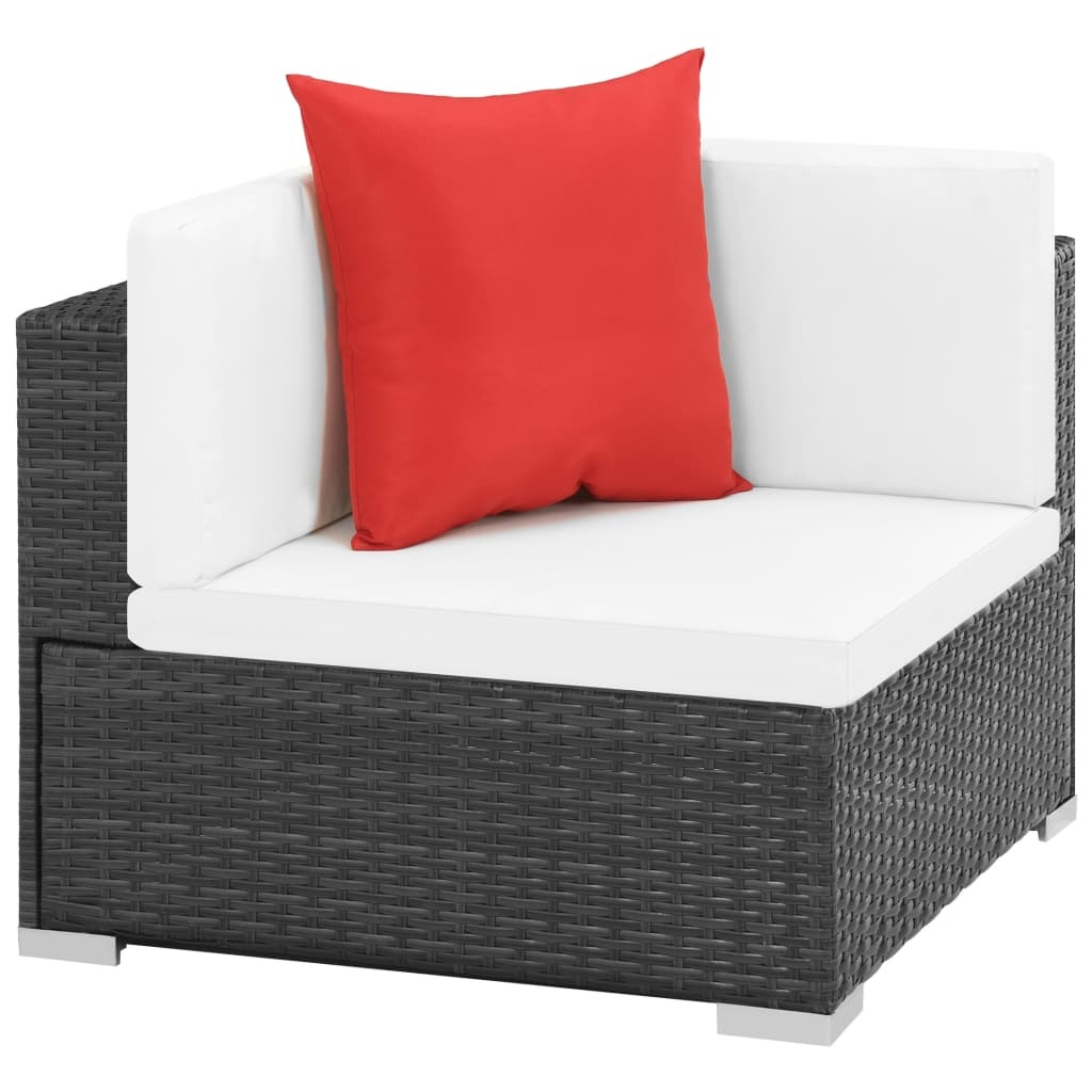 VidaXL 7-delige Loungeset met kussens poly rattan zwart