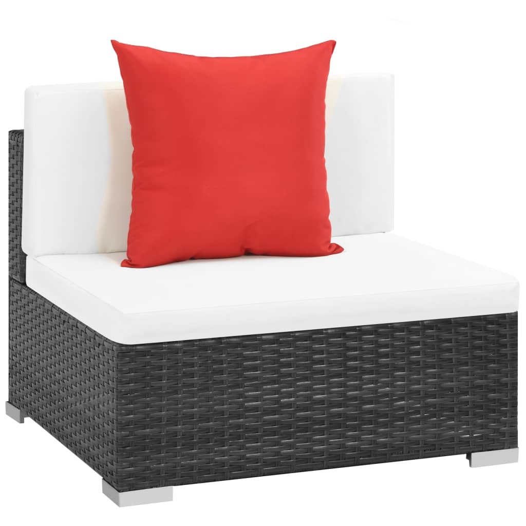 VidaXL 7-delige Loungeset met kussens poly rattan zwart