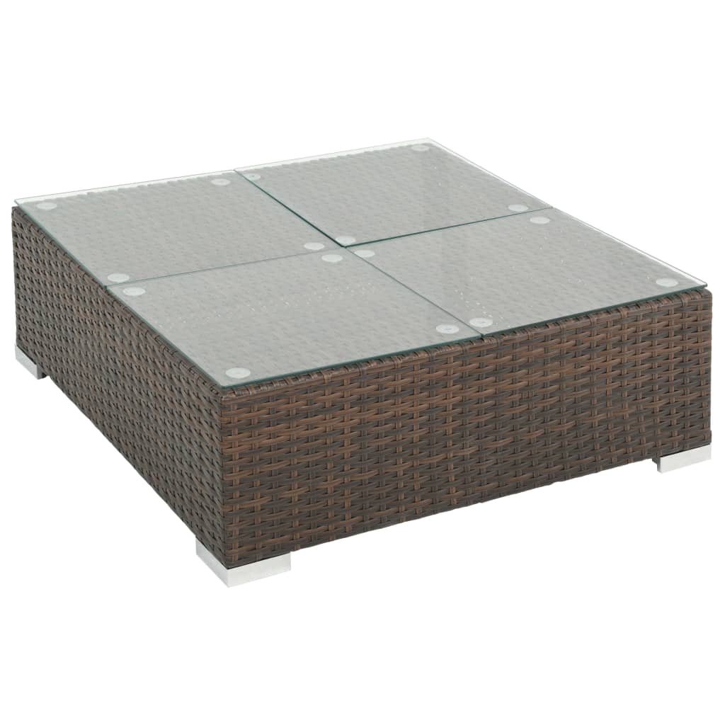 VidaXL 7-delige Loungeset met kussens poly rattan bruin