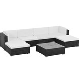 VidaXL 7-delige Loungeset met kussens poly rattan zwart