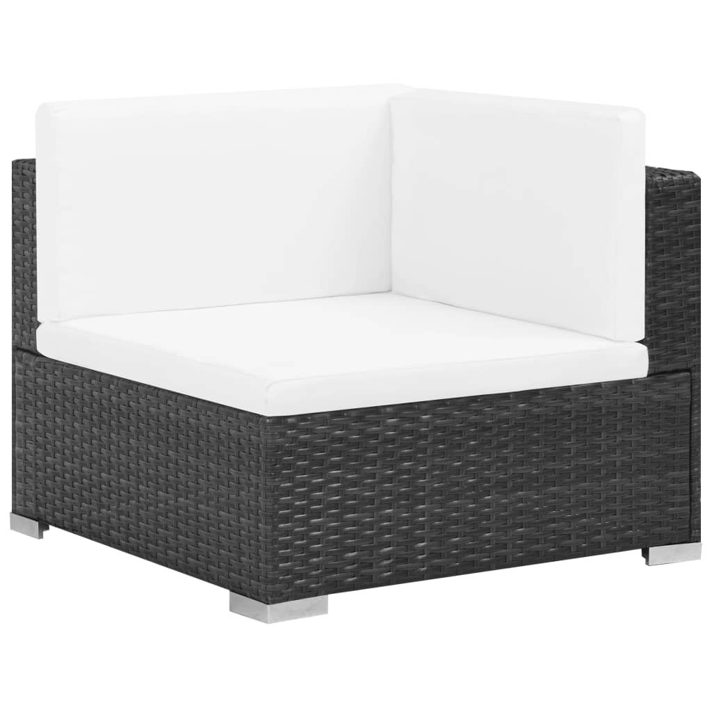 VidaXL 7-delige Loungeset met kussens poly rattan zwart