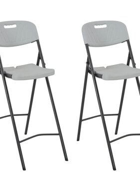 VidaXL Barstoelen inklapbaar 2 st HDPE en staal wit