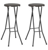 VidaXL Barkrukken inklapbaar 2 st rattan look HDPE en staal bruin