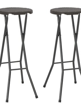 VidaXL Barkrukken inklapbaar 2 st rattan look HDPE en staal bruin