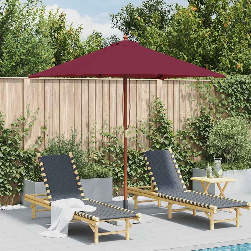 VidaXL Parasol met houten paal 150x200 cm bordeauxrood