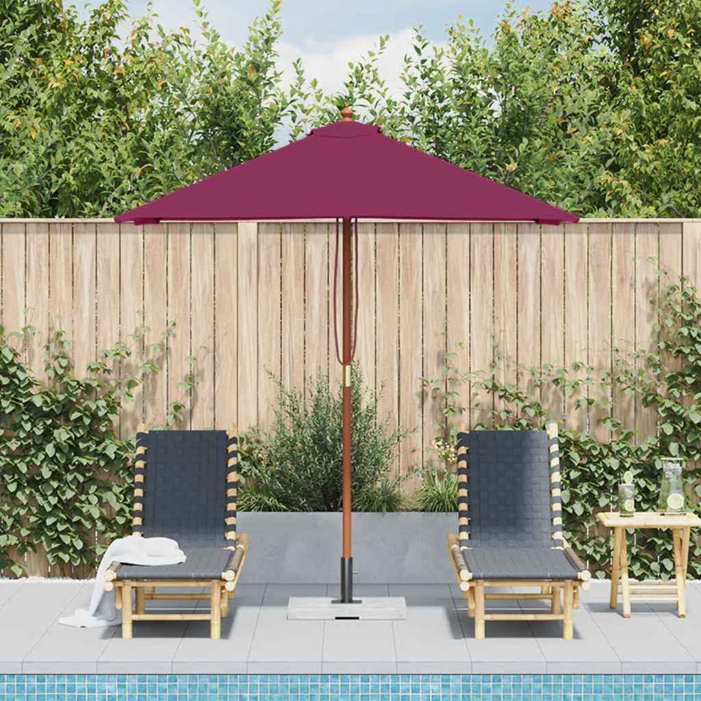 VidaXL Parasol met houten paal 150x200 cm bordeauxrood