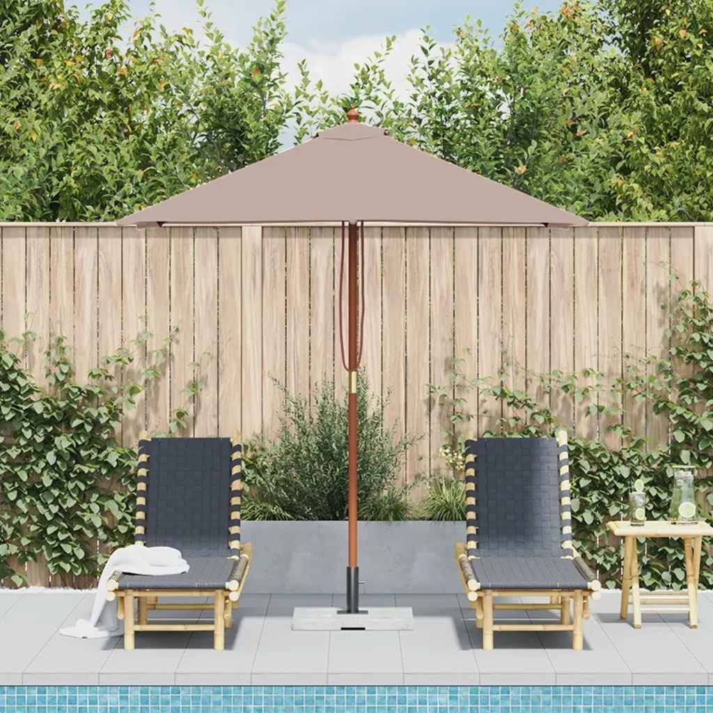 VidaXL Parasol met houten paal 150x200 cm taupe