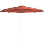 VidaXL Parasol met houten paal 350 cm terracottakleurig