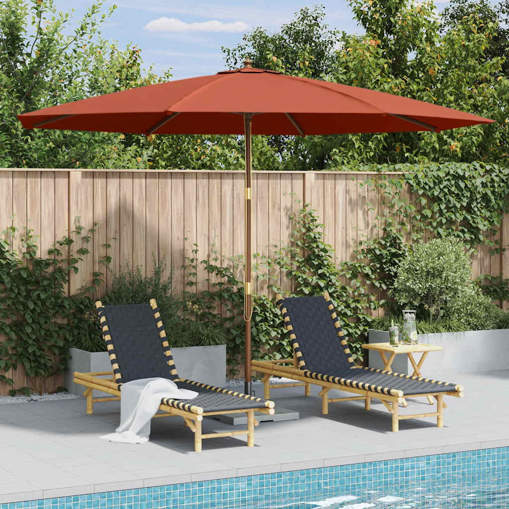 VidaXL Parasol met houten paal 350 cm terracottakleurig