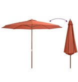 VidaXL Parasol met houten paal 350 cm terracottakleurig