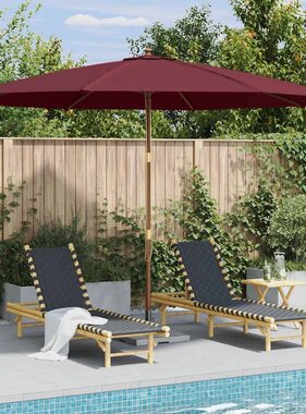VidaXL Parasol met houten paal 350 cm bordeauxrood