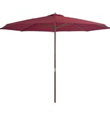 VidaXL Parasol met houten paal 350 cm bordeauxrood