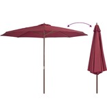 VidaXL Parasol met houten paal 350 cm bordeauxrood