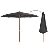 VidaXL Parasol met houten paal 350 cm antraciet