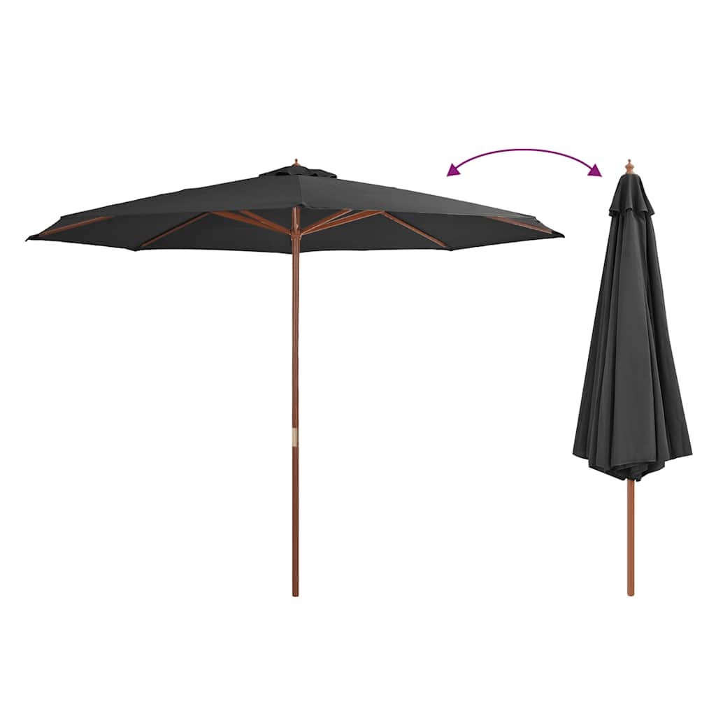 VidaXL Parasol met houten paal 350 cm antraciet