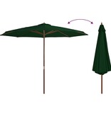 VidaXL Parasol met houten paal 350 cm groen