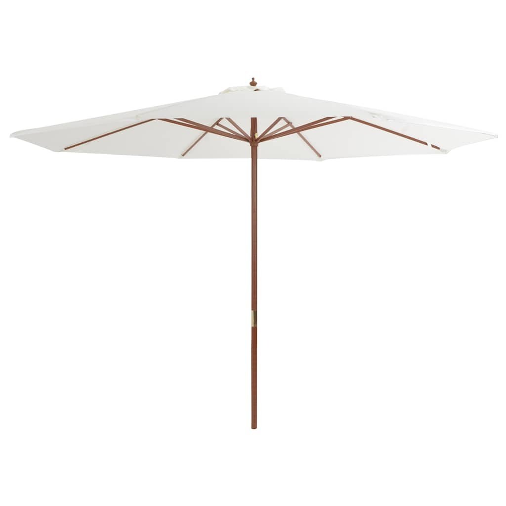 VidaXL Parasol met houten paal 350 cm zandwit