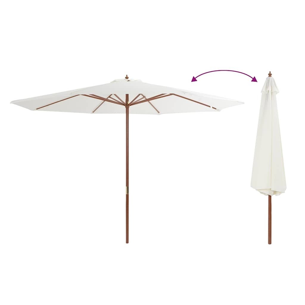 VidaXL Parasol met houten paal 350 cm zandwit