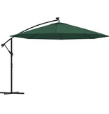 VidaXL Zweefparasol met LED-verlichting en metalen paal 350 cm groen