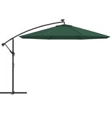 VidaXL Zweefparasol met LED-verlichting en metalen paal 350 cm groen