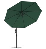 VidaXL Zweefparasol met LED-verlichting en metalen paal 350 cm groen