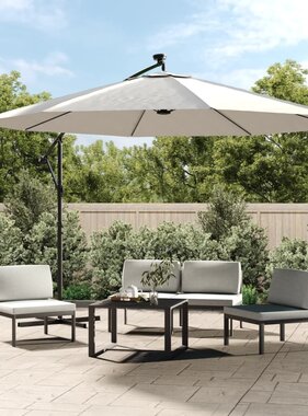 VidaXL Zweefparasol met LED-verlichting en metalen paal 350 cm zand