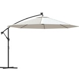 VidaXL Zweefparasol met LED-verlichting en metalen paal 350 cm zand