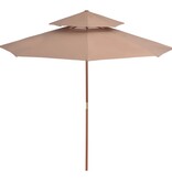 VidaXL Parasol dubbeldekker met houten paal 270 cm taupe