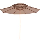 VidaXL Parasol dubbeldekker met houten paal 270 cm taupe
