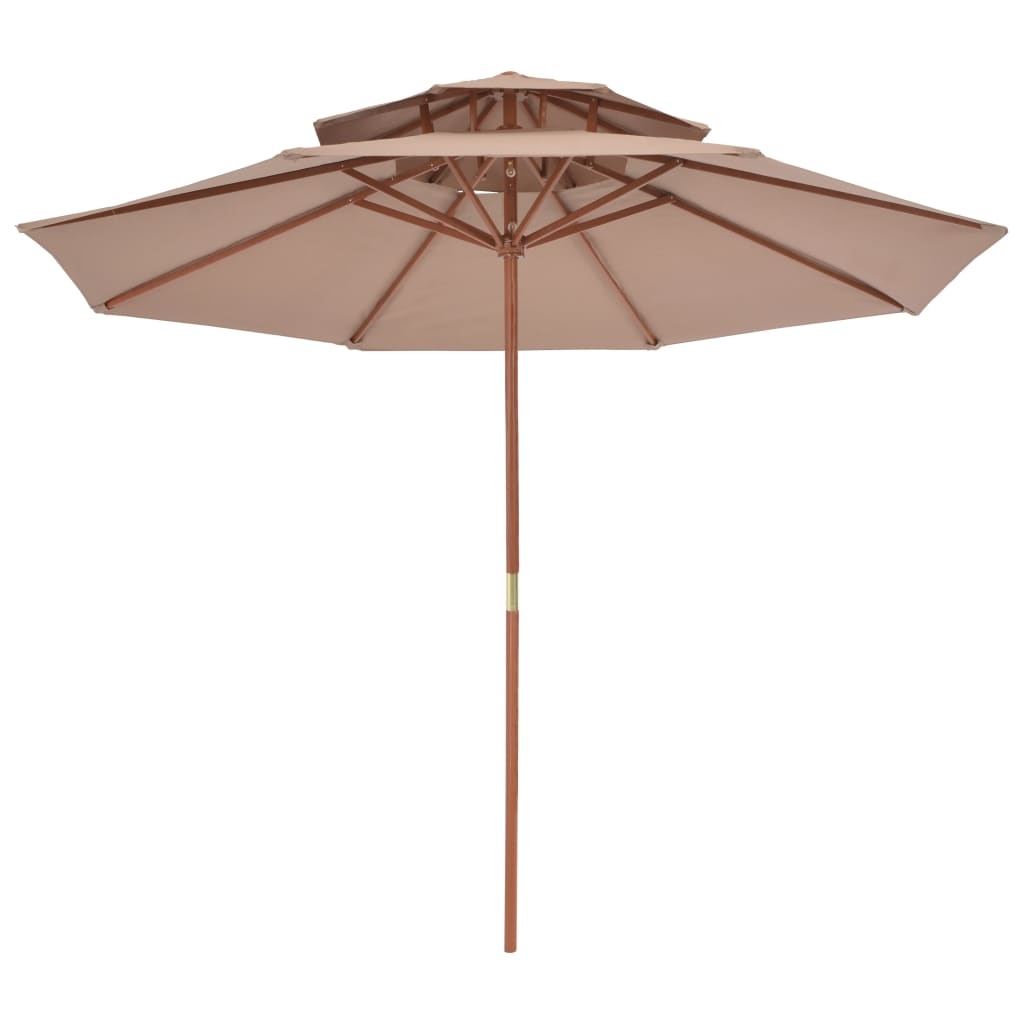 VidaXL Parasol dubbeldekker met houten paal 270 cm taupe