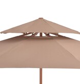 VidaXL Parasol dubbeldekker met houten paal 270 cm taupe