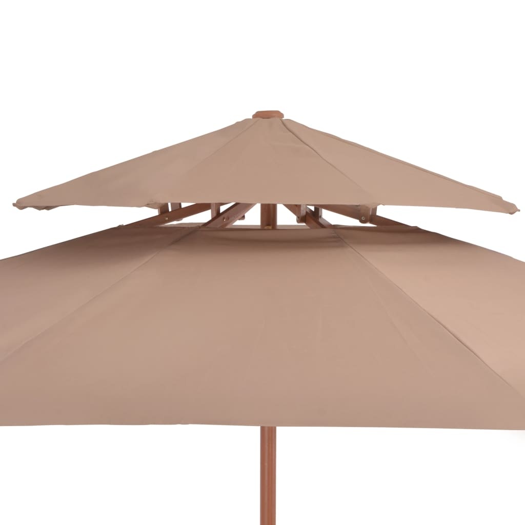 VidaXL Parasol dubbeldekker met houten paal 270 cm taupe