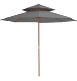VidaXL Parasol dubbeldekker met houten paal 270 cm antraciet