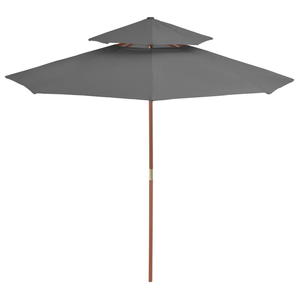 VidaXL Parasol dubbeldekker met houten paal 270 cm antraciet