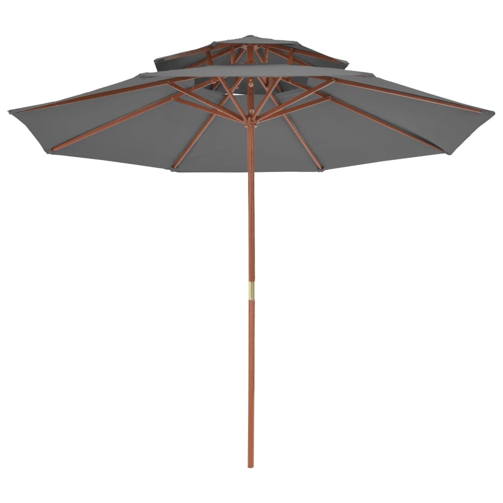 VidaXL Parasol dubbeldekker met houten paal 270 cm antraciet