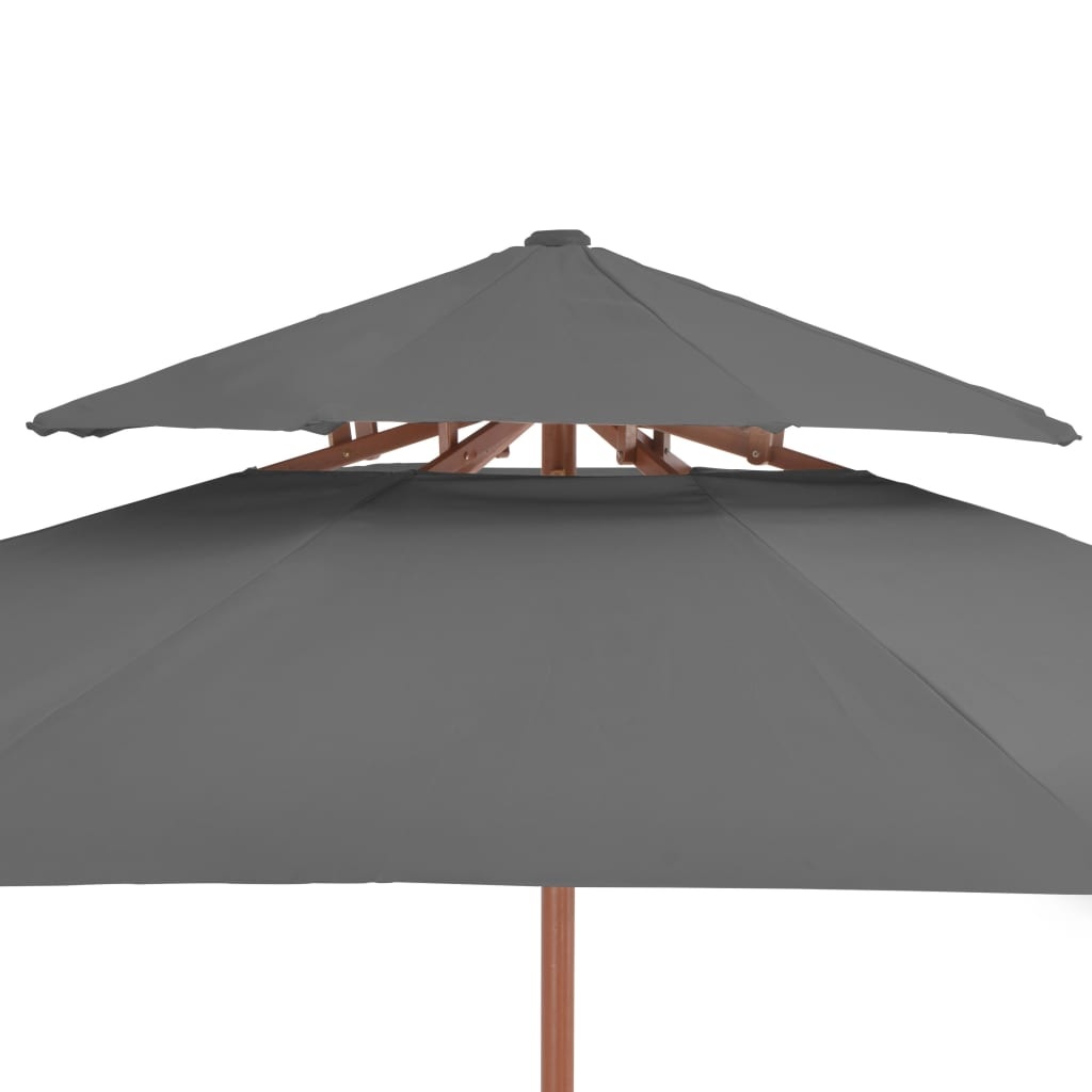 VidaXL Parasol dubbeldekker met houten paal 270 cm antraciet