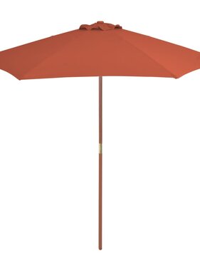 VidaXL Parasol met houten paal 270 cm terracotta