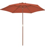 VidaXL Parasol met houten paal 270 cm terracotta
