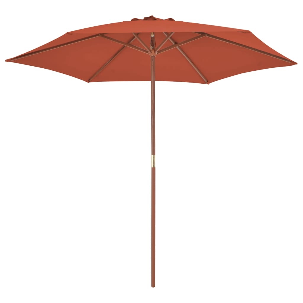VidaXL Parasol met houten paal 270 cm terracotta