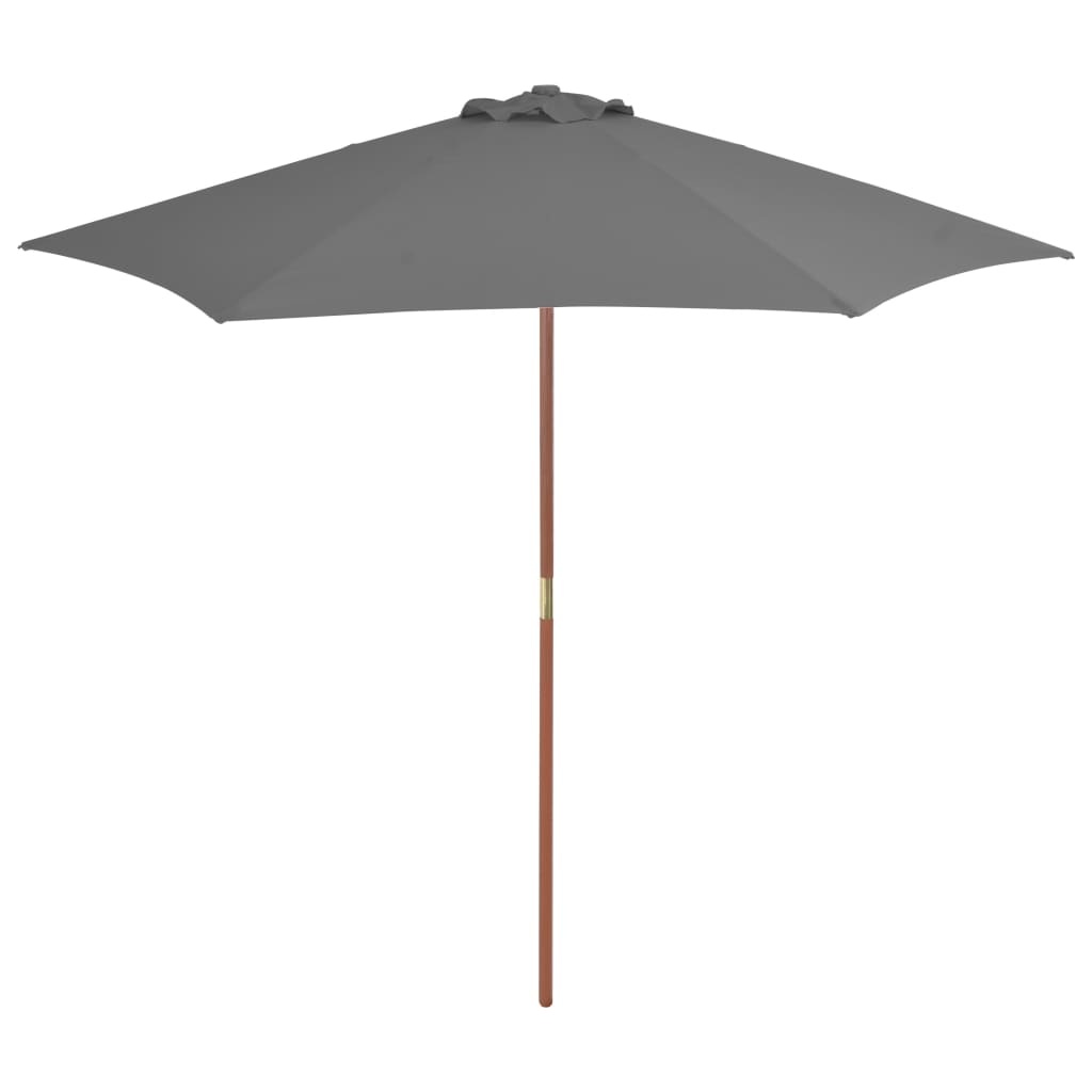 VidaXL Parasol met houten paal 270 cm antraciet