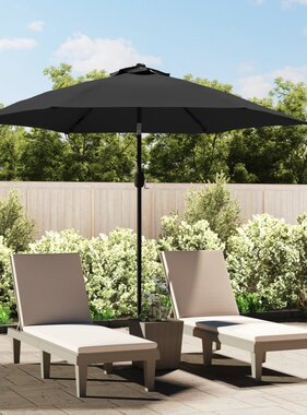 VidaXL Parasol met LED-verlichting en stalen paal 300 cm antraciet